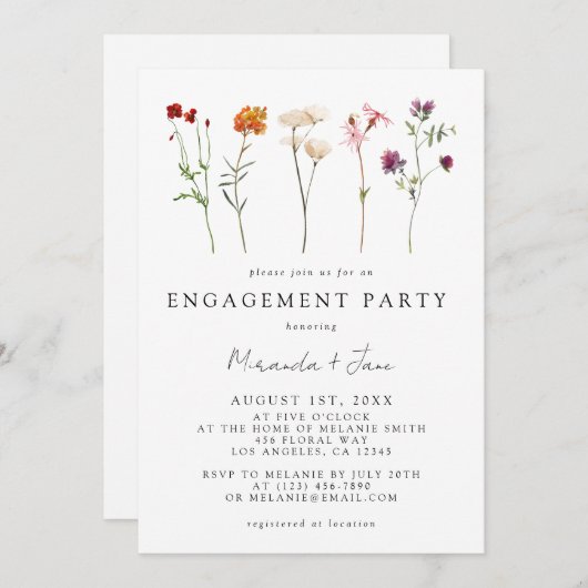 Wildblume Lesbische Stolz-Partnerschaft Einladung (Vorne/Hinten)