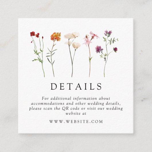 Wildblume Lesbischer Pride Floral Wedding QR Code Begleitkarte (Vorderseite)