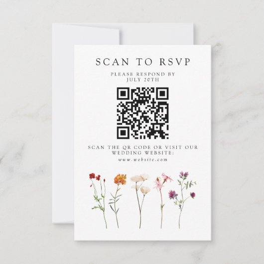Wildblume Lesbischer Pride Floral Wedding QR Code RSVP Karte (Vorderseite)