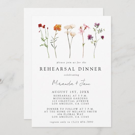 Wildblume Lesbischer Prix Probe Abendessen Einladung (Vorne/Hinten)