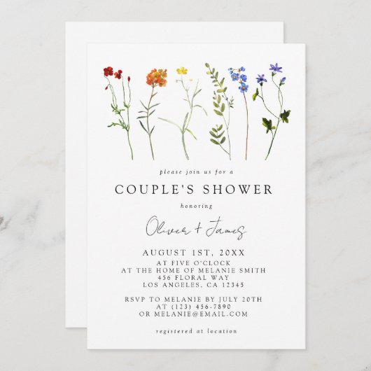 Wildblume LGBTQ Gay Pride Blumendusche Einladung (Vorne/Hinten)