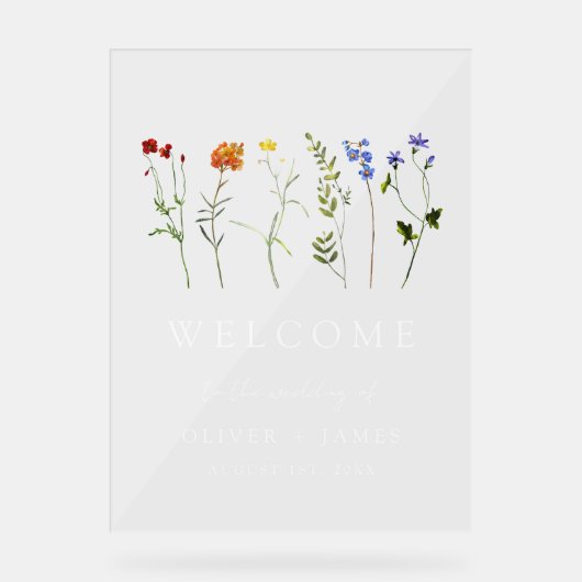 Wildblume LGBTQ Gay Pride Blumenzehen Acrylschild (Vorderseite)