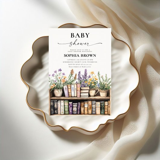 Wildblume Library Book Baby Dusche Einladung