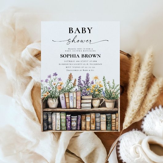 Wildblume Library Book Baby Dusche Einladung
