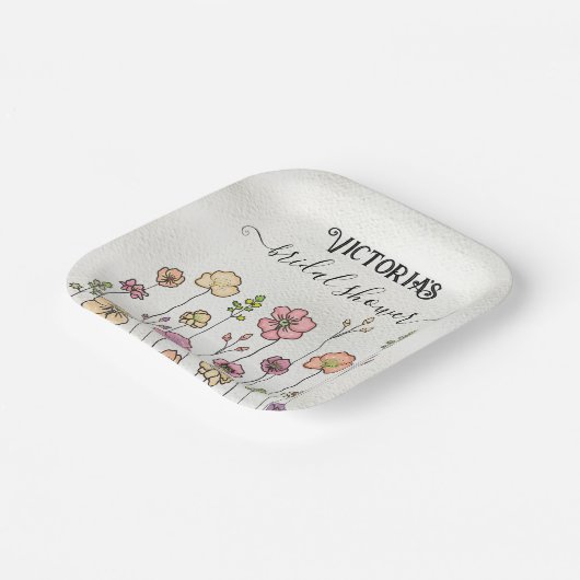 Wildblume Liebe im blühenden Brautparty Pappteller (Gewinkelt)