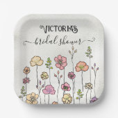 Wildblume Liebe im blühenden Brautparty Pappteller (Vorderseite)
