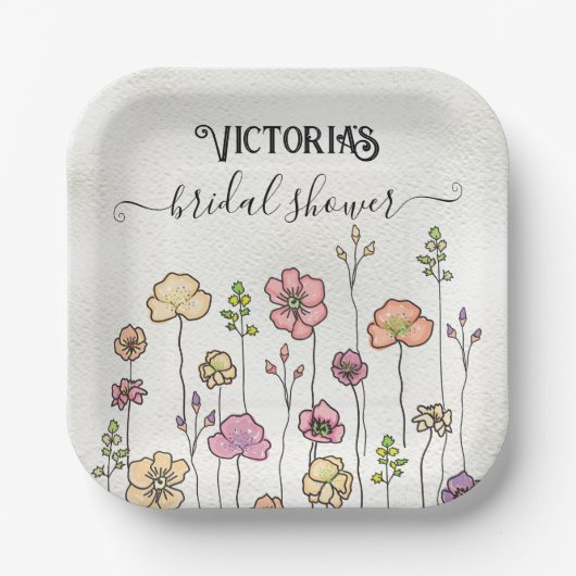 Wildblume Liebe im blühenden Brautparty Pappteller (Vorderseite)