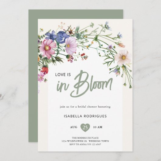 Wildblume Liebe in Blütendusche Einladung (Vorne/Hinten)