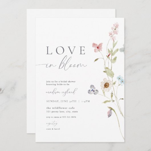 Wildblume Liebe in Blütendusche Einladung (Vorne/Hinten)