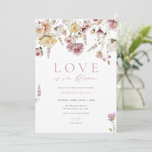 Wildblume Liebe in Blütendusche Einladung (Stehend Vorderseite)