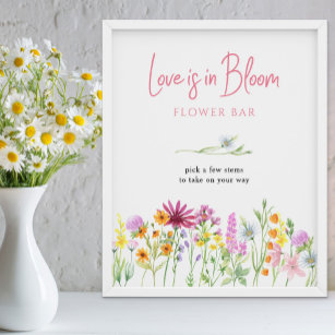 Wildblume Liebe ist in Bloom Blume Bar Poster