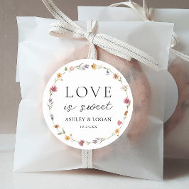 Wildblume Liebe ist süße Gastgeschenke Hochzeiten Runder Aufkleber