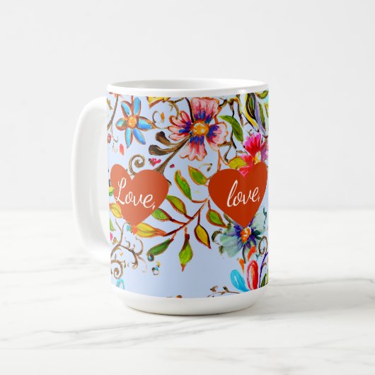 Wildblume Liebe Periwinkle Kaffeetasse (Vorderseite Links)