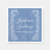 Wildblume Light Blue White Bird Border Wedding Serviette (Vorderseite)