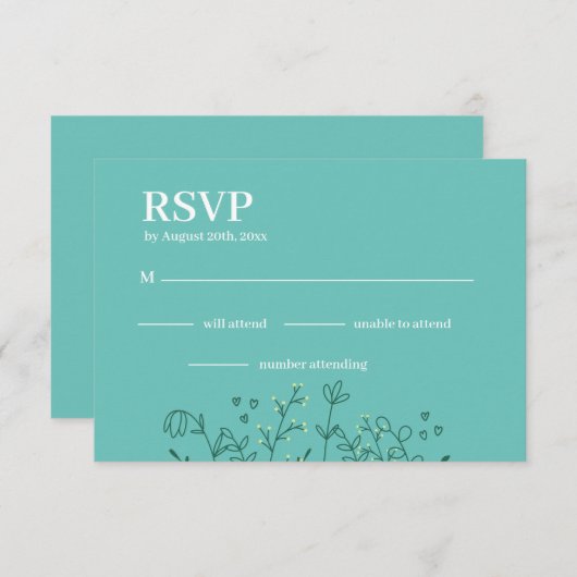 Wildblume Light Green Wedding RSVP Karte (Vorne/Hinten)