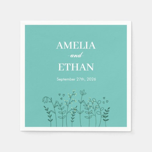 Wildblume Light Green Wedding Serviette (Vorderseite)