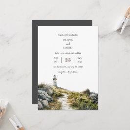 Wildblume Lighthouse Pfade Beach Hochzeit Einladung