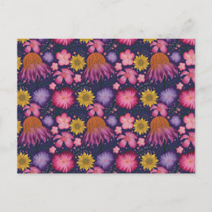 Wildblume Lila Blumenmuster Postkarte