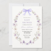 Wildblume Lila Bow Baby Dusche Einladung (Vorderseite)