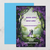 Wildblume lila Einladung zur Hochzeit, Hübsches Be (Vorne/Hinten)