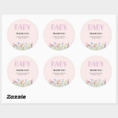 Wildblume Lila Floral Baby Monogram Babydusche Runder Aufkleber (Blatt)