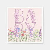 Wildblume Lila Floral Baby Monogram Babydusche Serviette (Vorderseite)