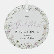 Wildblume Lila Girl Cross Taufe Ornament