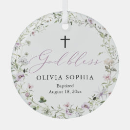 Wildblume Lila Girl Cross Taufe Ornament