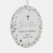 Wildblume Lila Girl Cross Taufe Ornament (Vorderseite Rechts)