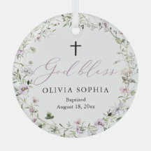 Wildblume Lila Girl Cross Taufe Ornament