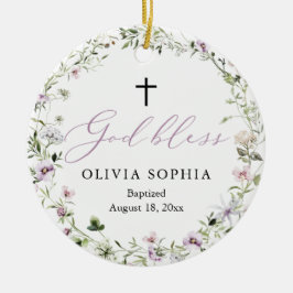 Wildblume Lila Girl Foto Taufe Ornament