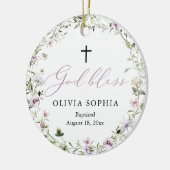 Wildblume Lila Girl Foto Taufe Ornament (Links)