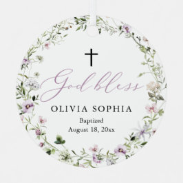 Wildblume Lila Girl Foto Taufe Ornament