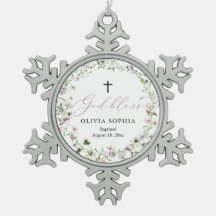 Wildblume Lila Girl Taufe Snowflake Ornament