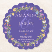 Wildblume Lila Hochzeit des Gelbblütenkranzes Untersetzer (Vorderseite)