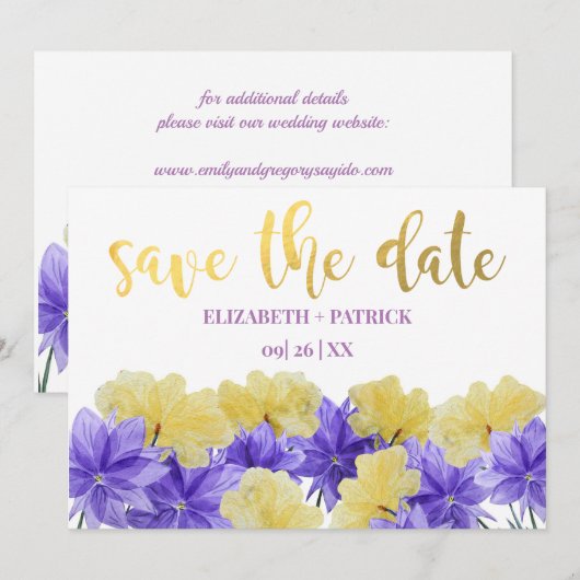 Wildblume lila Rhapsodie Save the Date Einladung (Vorne/Hinten)
