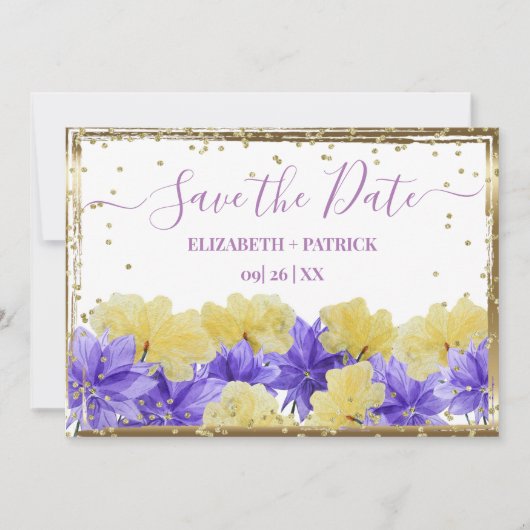 Wildblume lila Rhapsodie Save the Date Einladung (Vorderseite)