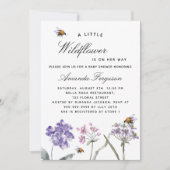 Wildblume lila Rosa Bienen Mädchen Dusche Einladung (Vorderseite)