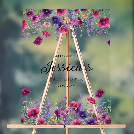 Wildblume, Lila-rosa-Blume-Babydusche Acrylschild (Neutral)