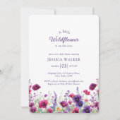 Wildblume, Lila-rosa-Blume-Babydusche Einladung (Vorderseite)