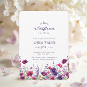 Wildblume, Lila-rosa-Blume-Babydusche Einladung