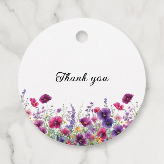 Wildblume, Lila-rosa-Blume-Babydusche Geschenkanhänger (Rückseite)