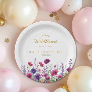 Wildblume, Lila-rosa-Blume-Babydusche Pappteller