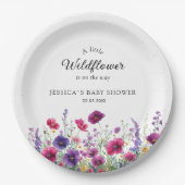 Wildblume, Lila-rosa-Blume-Babydusche Pappteller (Vorderseite)