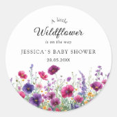 Wildblume, Lila-rosa-Blume-Babydusche Runder Aufkleber (Vorderseite)