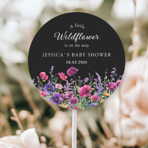 Wildblume, Lila-rosa-Blume-Babydusche Runder Aufkleber