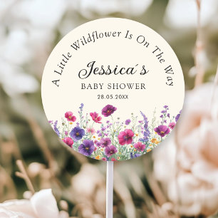 Wildblume, Lila-rosa-Blume-Babydusche Runder Aufkleber