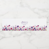 Wildblume, Lila-rosa-Blume-Babydusche Wasserflaschenetikett (Einzelnes Label)