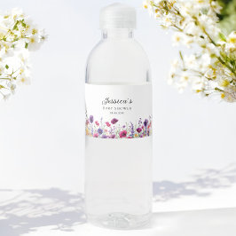 Wildblume, Lila-rosa-Blume-Babydusche Wasserflaschenetikett