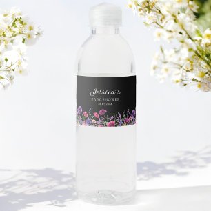 Wildblume, Lila-rosa-Blume-Babydusche Wasserflaschenetikett